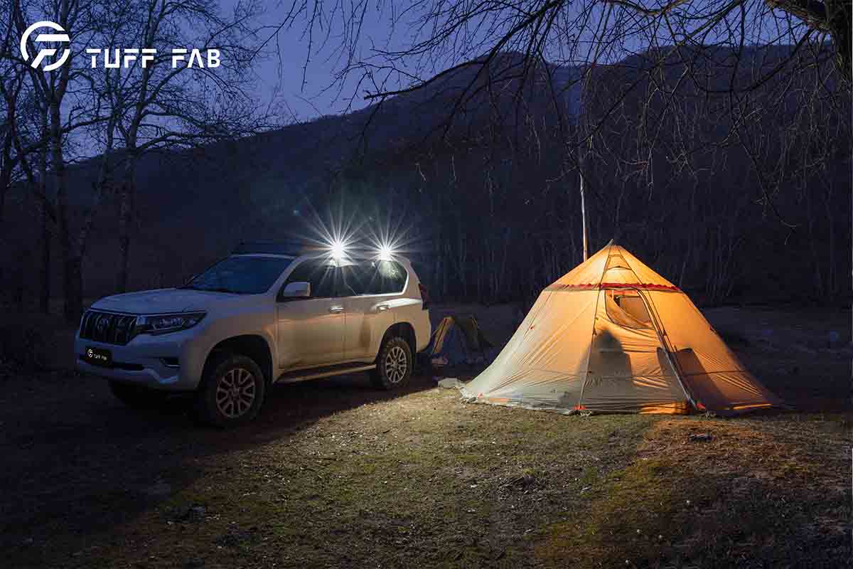 TUFF FAB Roof Rack Handles With Lights(White)Mounts